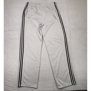 Adidas Sweatpants Men's L Light Gray 3 Black Striped Loose Baggy Straight Y2K